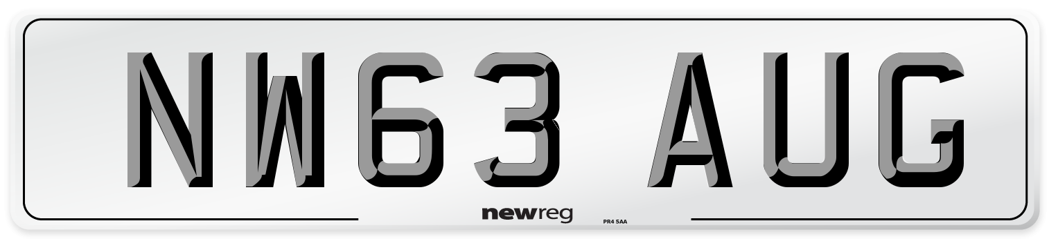 NW63 AUG Number Plate from New Reg